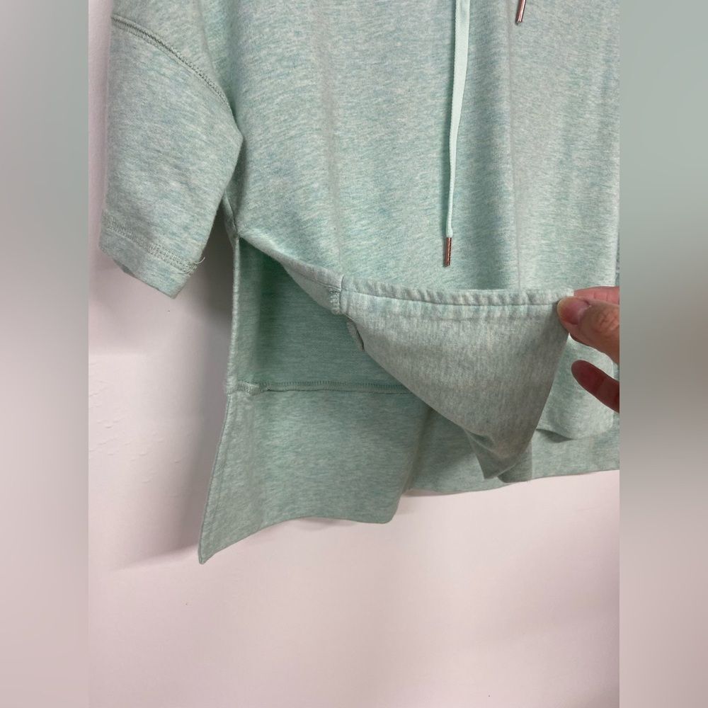 CALIA Cropped Short Sleeve Green Hooded Sweatshirt Size Small - Picture 5 of 8